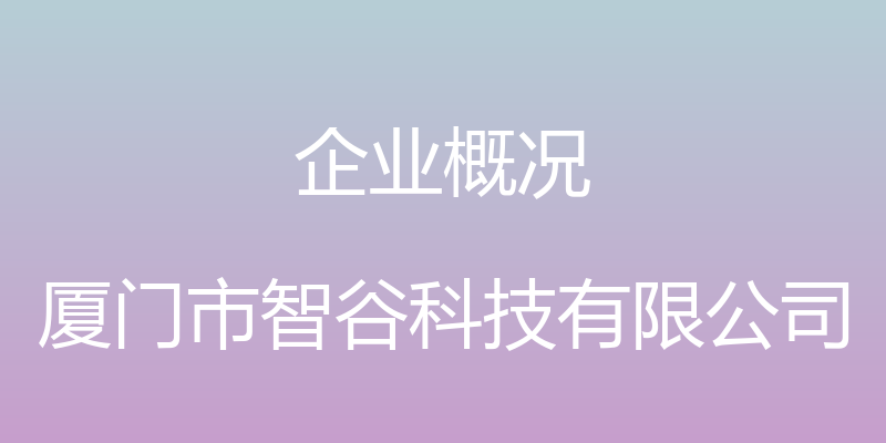 企业概况 - 厦门市智谷科技有限公司